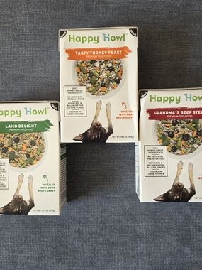 Happy Howl Sample Pack 1 Each Flavor Lamb, Turkey And Beef Dog Food - NEW!